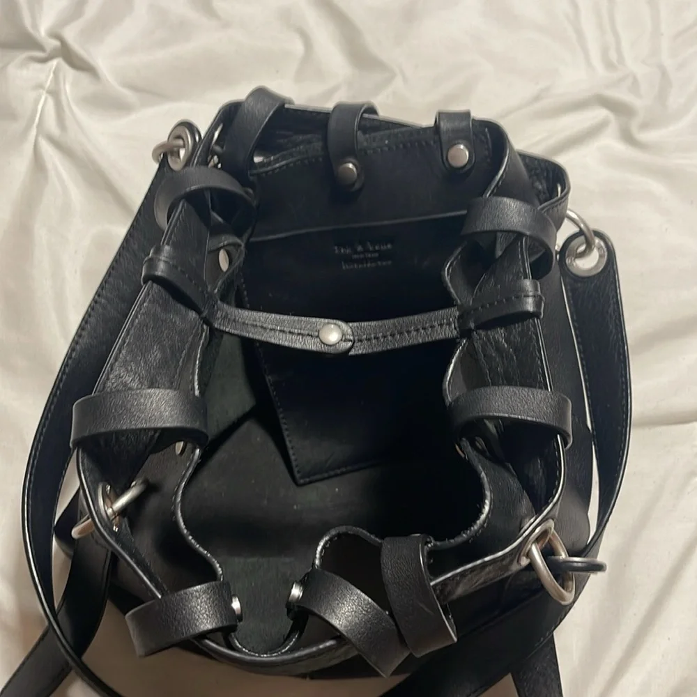 Rag & bone"Studded Pebbled Leather Bucket Bag Black... - Picture 15 of 16